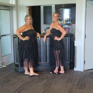 Elegant Black Strapless Tulle Dress